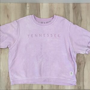 Pressbox Tennessee Lavender Ribbed Short Sleeve Sweatshirt Size L
